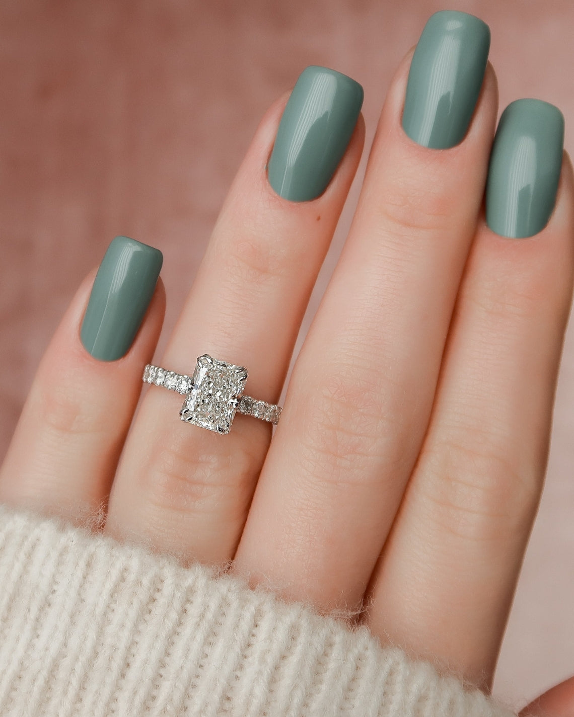 2.0 - 4.0  CT Radiant Cut CVD Diamond Hidden Halo & Pave Engagement Ring