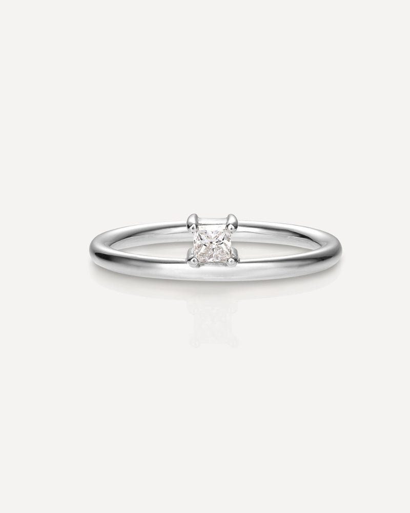 0.20 Carats Princess Cut CVD Diamond Solitaire Engagement Ring