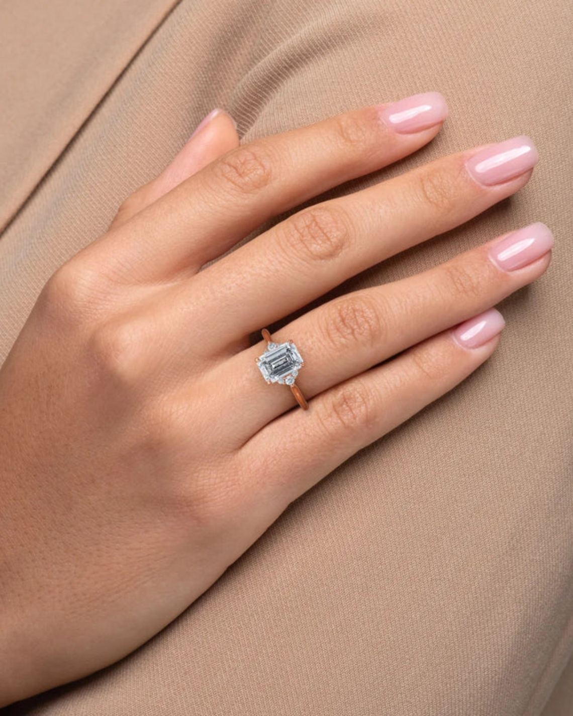 1.50 - 3.50 CT Emerald Cut CVD Diamond Cluster Engagement Ring