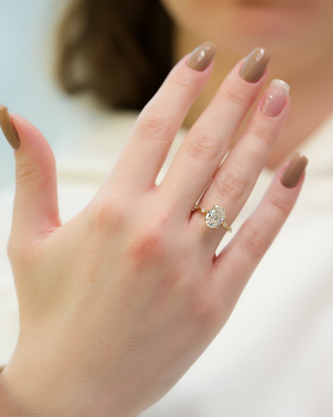 2.0 - 4.0  CT Oval Cut CVD Diamond Dainty Engagement Ring
