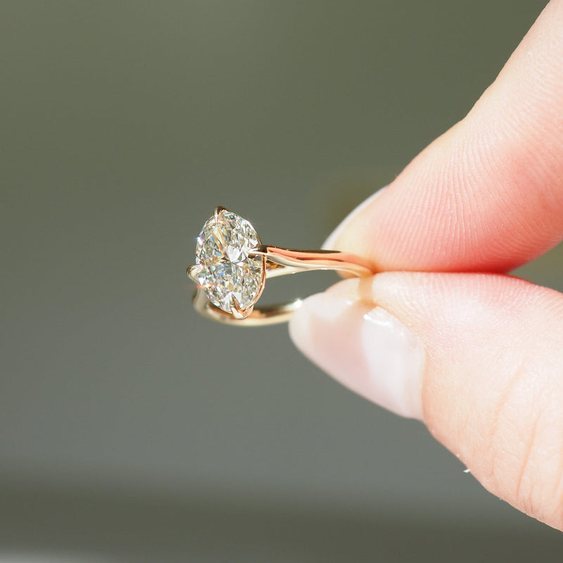 1.50- 3.50 CT Oval  CVD Diamond Solitaire Engagement Ring