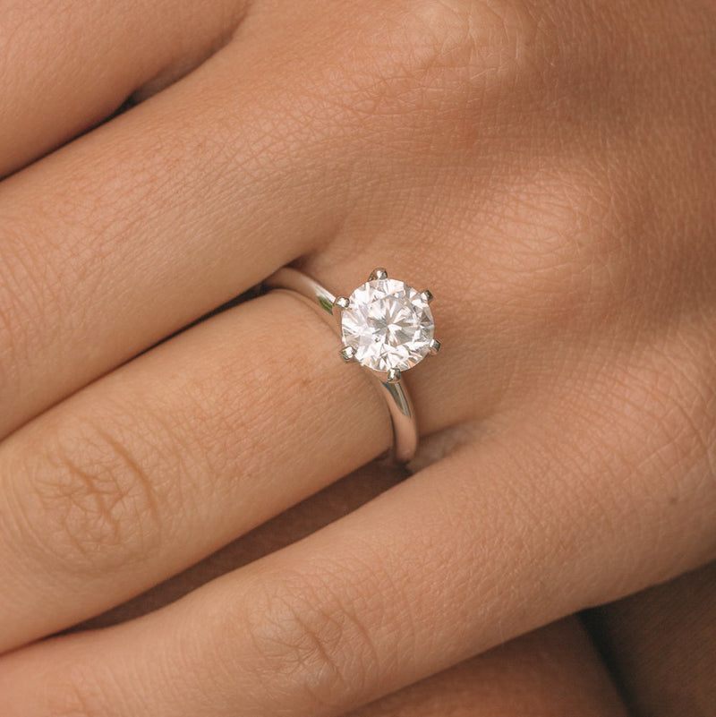 2.0ct Round Moissanite Solitaire Diamond Engagement Ring