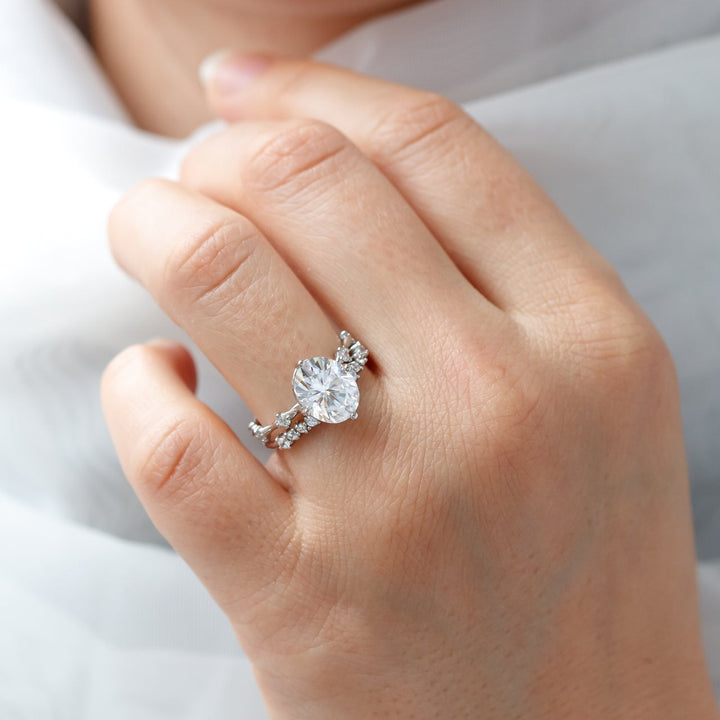 1.93CT Oval Cut Moissanite Solitaire Dainty Style Engagement Ring