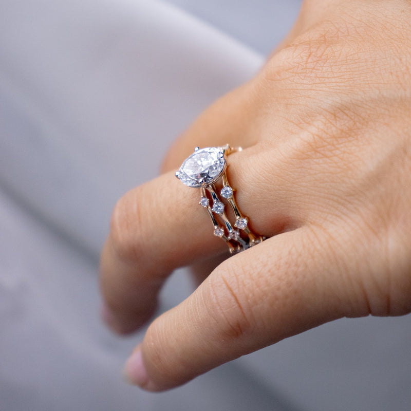 1.93CT Oval Cut Moissanite Solitaire Dainty Style Engagement Ring