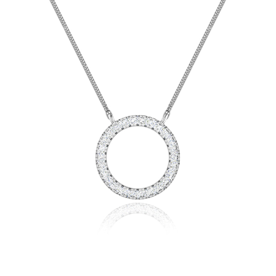 0.23 TCW Round Moissanite Diamond Circle Pendant Necklace