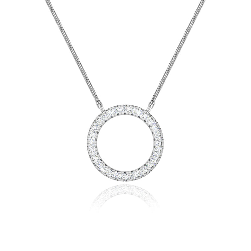 0.23 TCW Round Moissanite Diamond Circle Pendant Necklace