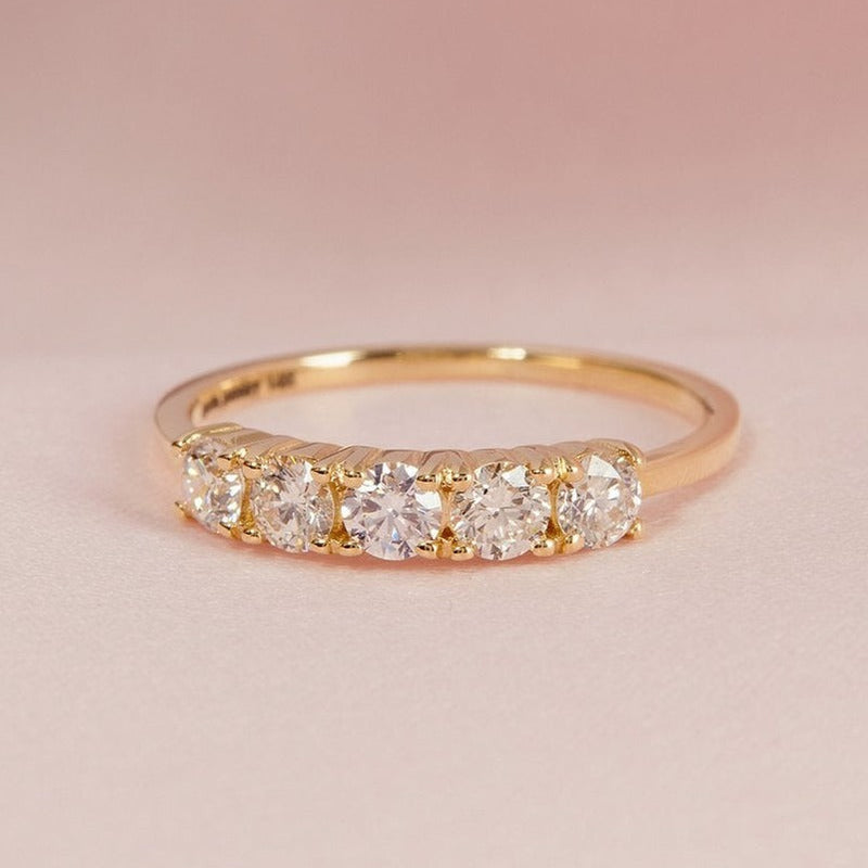 0.40CTW Round Brilliant Cut Half Eternity 5 Stone Wedding Band