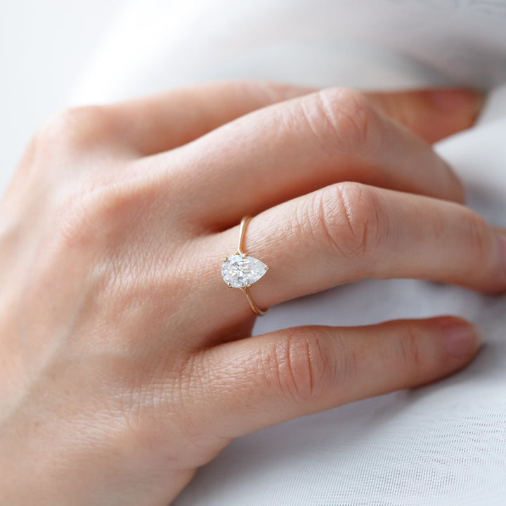 1.93CT Pear Cut Moissanite Solitaire Engagement Ring