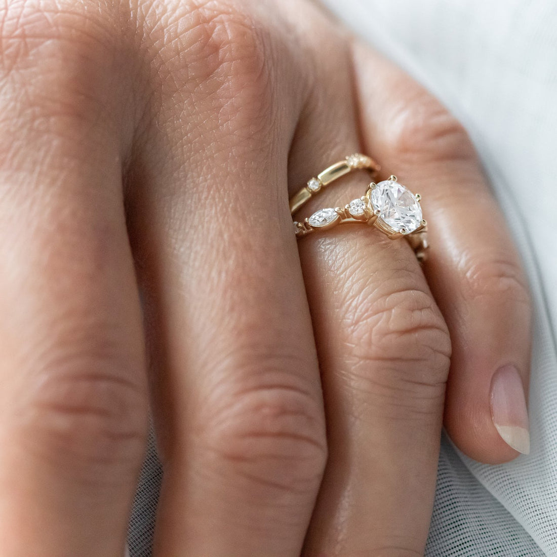 1.35CT Round Cut Moissanite Diamond Engagement Ring in 14K Rose Gold