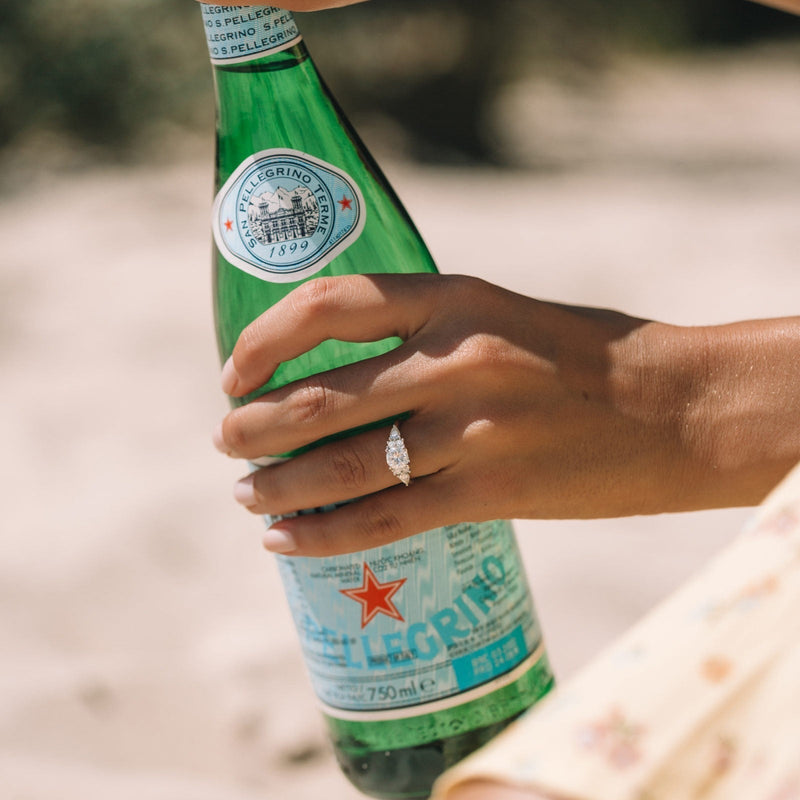 1.25CT Round Cut Cluster Moissanite Engagement Ring