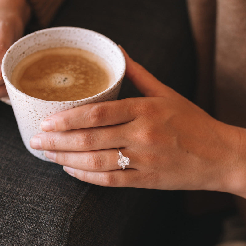 2.05CT Oval Cut Moissanite Three Stone Engagement Ring