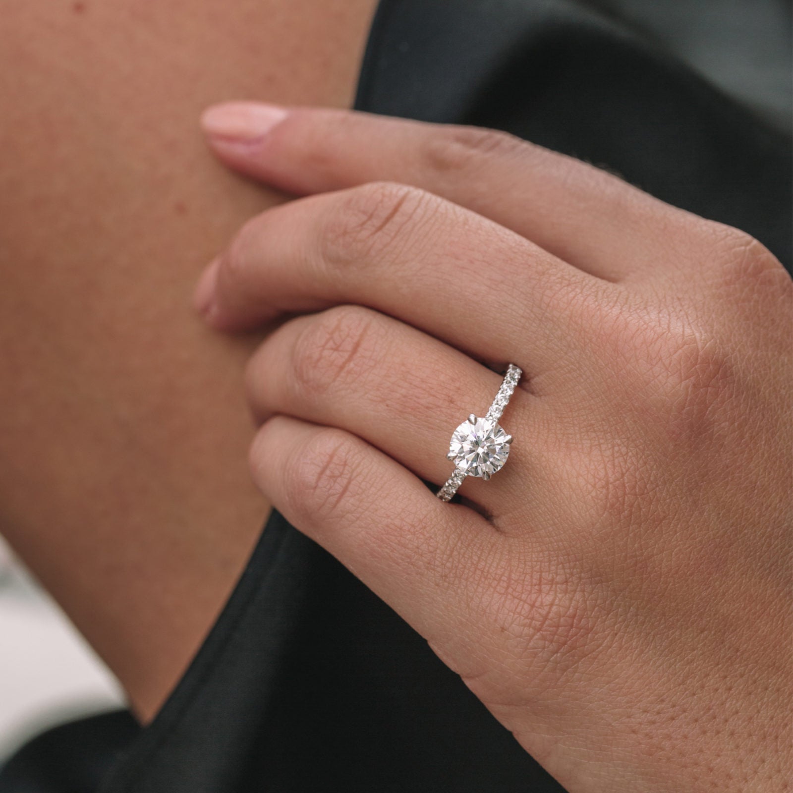 1.90ct Round Cut Moissanite Hidden Halo Pave Setting Engagement Ring