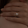 1.0CT-2.0CT Oval Cut Unique Wave Diamond Engagement Ring