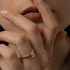 1.0CT-2.0CT Pear Cut Moissanite Diamond Puff Engagement Ring