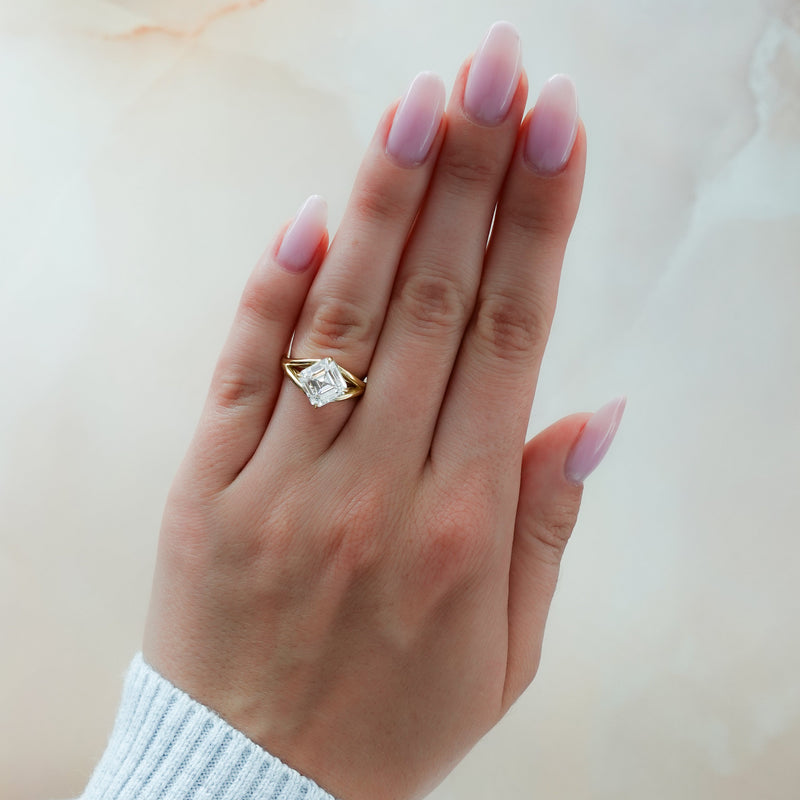 Architectural Perfection: Tilted Asscher Split Shank Ring