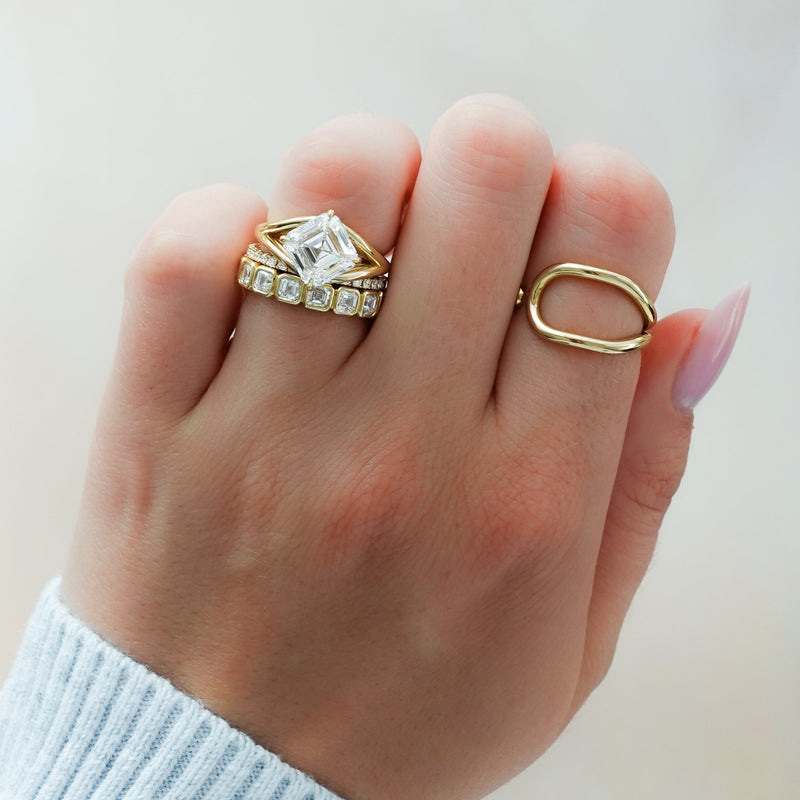 Architectural Perfection: Tilted Asscher Split Shank Ring