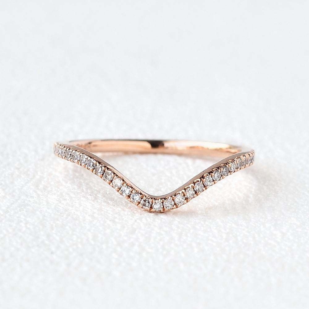 1.3 MM Round Brilliant Cut Curved Stacking Wedding Band