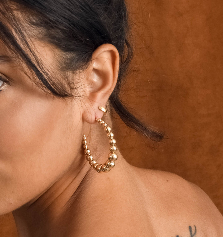 Beaded Gold Hoops for Women