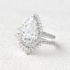 3.44CT Pear Cut Moissanite Halo Bridal Ring Set