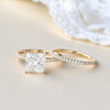 2.0CT Princess Cut Moissanite Solitaire Bridal Ring Set
