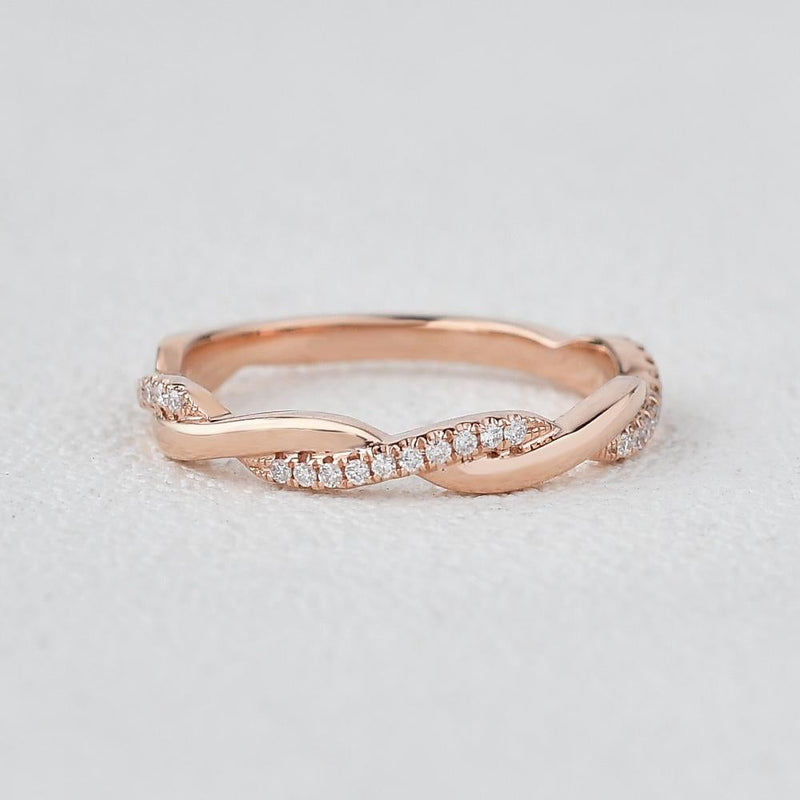 0.25CTW Round Brilliant Cut Infinity Shank Unique Wedding Band