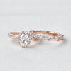 1.86CT Oval Cut Moissanite Halo Bridal Ring Set