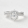 1.21CT Oval Cut Moissanite Vintage Halo Bridal Ring Set