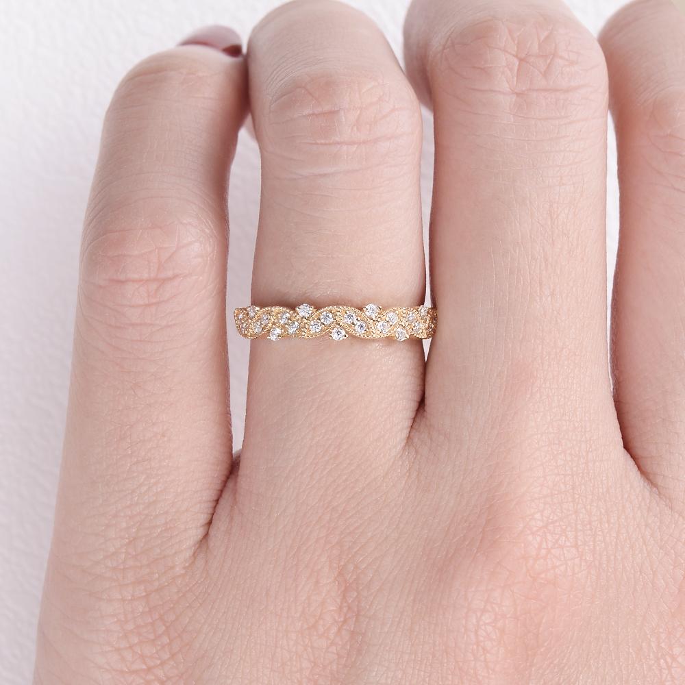 0.39CTW Round Brilliant Cut Moissanite Bridal Stack Wedding Band