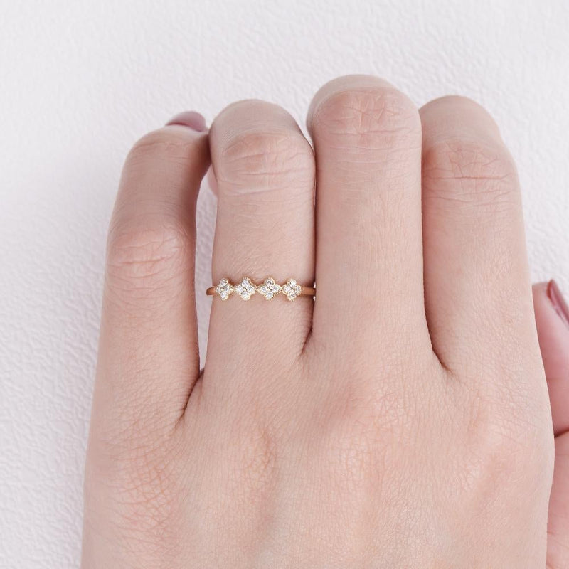 0.12CTW Round Brilliant Cut Moissanite Unique Wedding Band