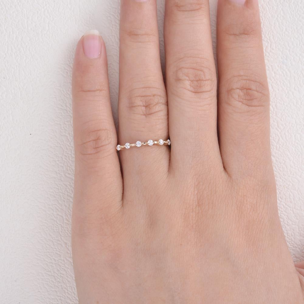 0.20CTW Round Brilliant Cut Two Prong Perfect Wedding Band
