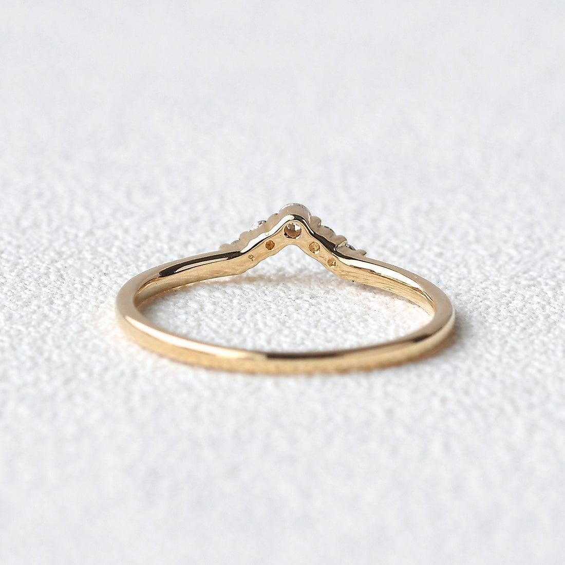 1.3 MM Round Brilliant Cut V Curved Moissanite Wedding Band