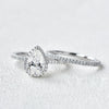 1.33CT Pear Cut Moissanite Halo Bridal Ring Set