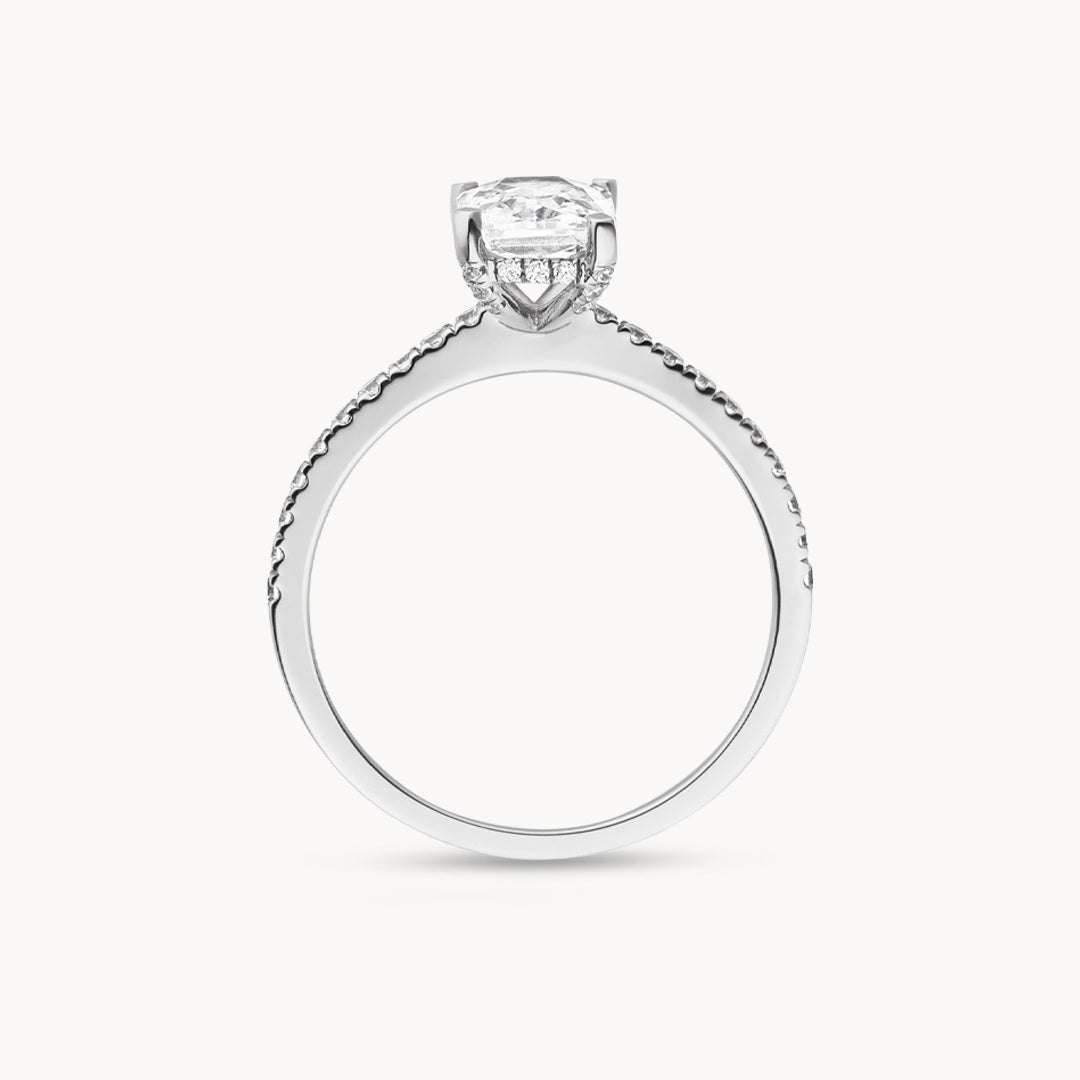 1.50 I 2.50 I 3.50 CT Radiant Cut CVD Diamond Pave Setting Engagement Ring