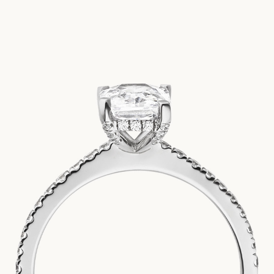 1.50 I 2.50 I 3.50 CT Radiant Cut CVD Diamond Pave Setting Engagement Ring