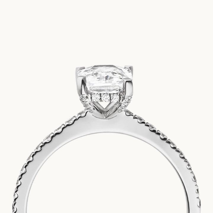 1.50 I 2.50 I 3.50 CT Radiant Cut CVD Diamond Pave Setting Engagement Ring