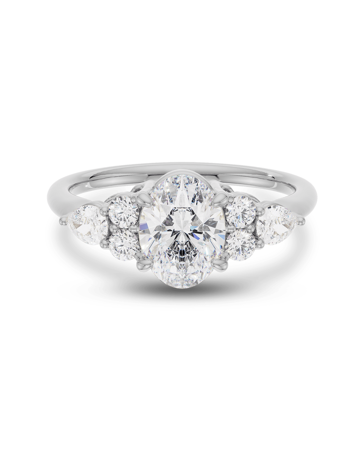 1.50 - 3.50 CT Oval Cut CVD Diamond Cluster Engagement Ring