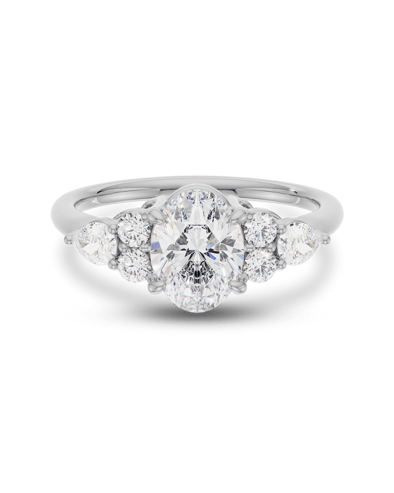 1.50 - 3.50 CT Oval Cut CVD Diamond Cluster Engagement Ring