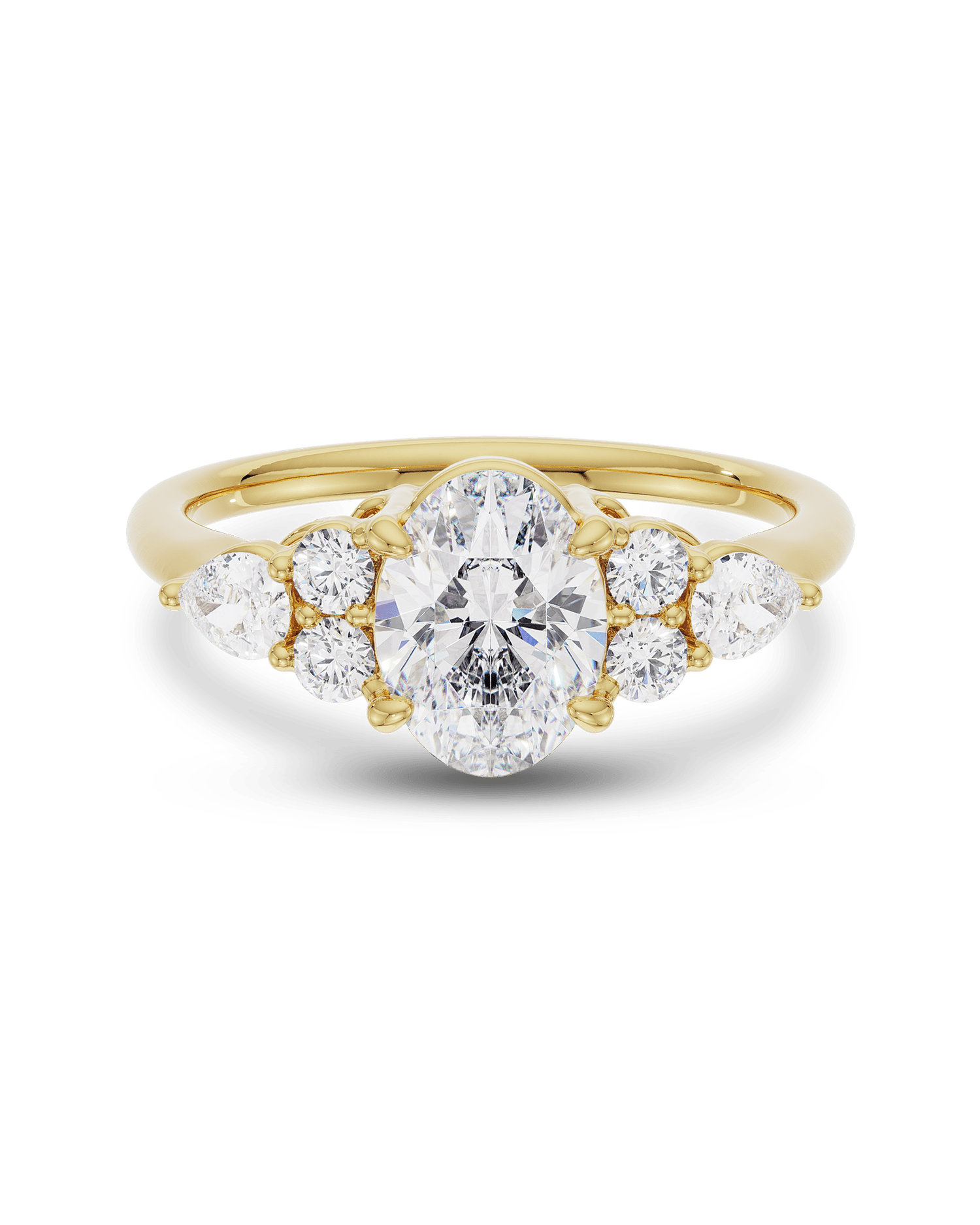 1.50 - 3.50 CT Oval Cut CVD Diamond Cluster Engagement Ring