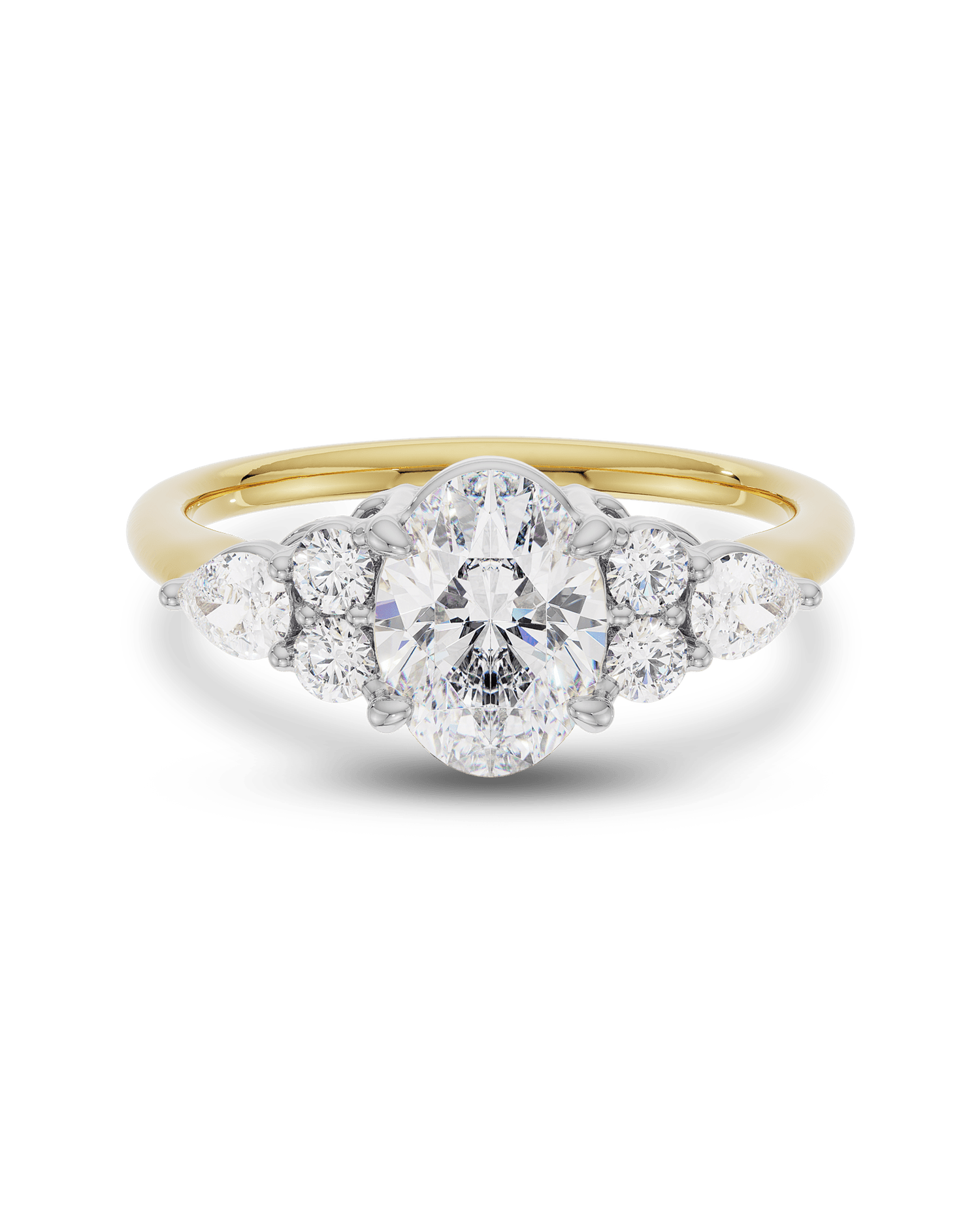 1.50 - 3.50 CT Oval Cut CVD Diamond Cluster Engagement Ring