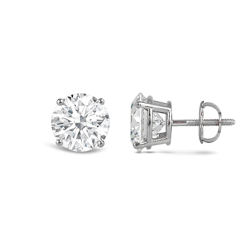 2.0CT Round Cut Moissanite Diamond Stud Earrings for Women