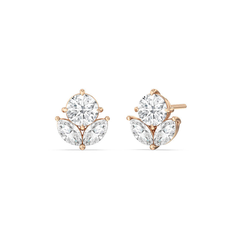 Round & Marquise Cut Moissanite Diamond Earrings for Her
