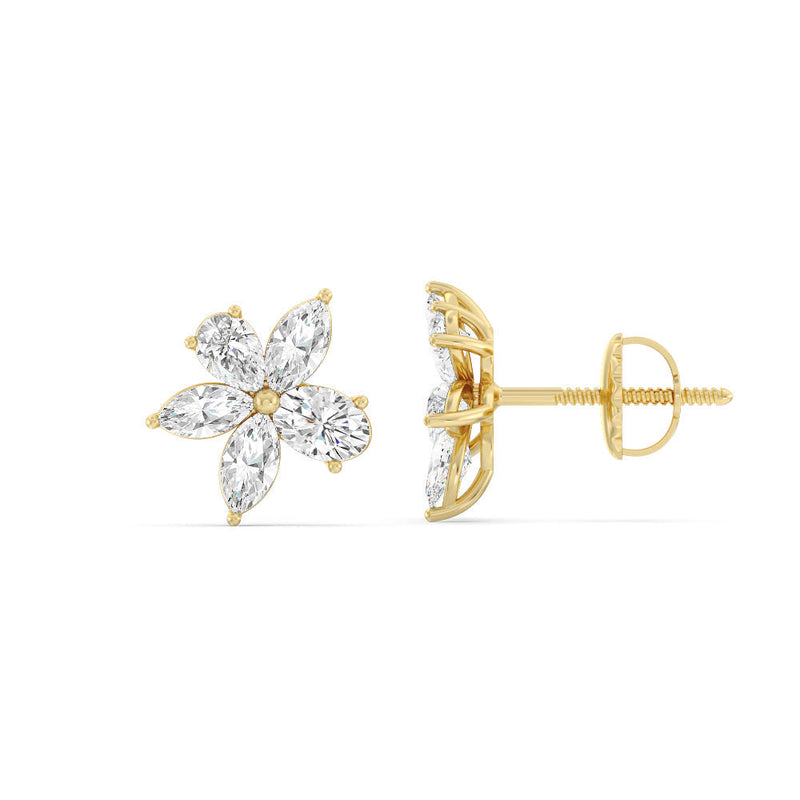 Multi-shape Flower Moissanite Diamond Stud Earrings for Her
