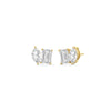 Marquise & Emerald Moissanite Two Stone Diamond Stud Earrings