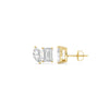 Marquise & Emerald Moissanite Two Stone Diamond Stud Earrings