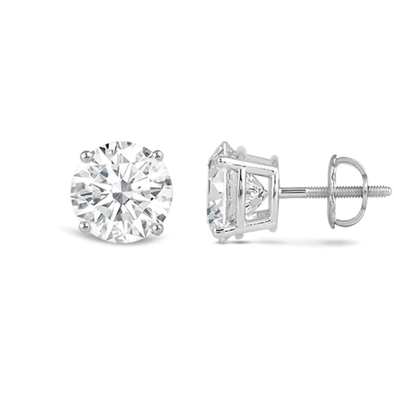 4.0Ct Round Cut Moissanite Diamond Stud Earrings for Her
