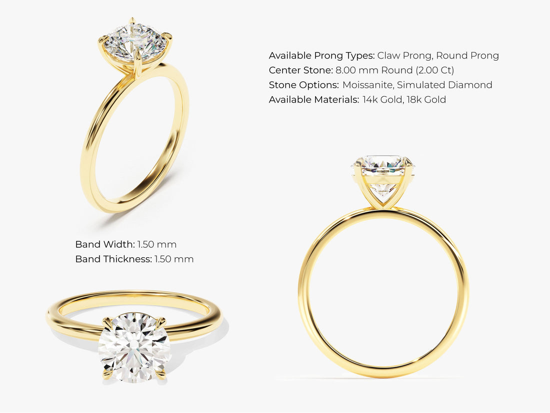 4-Prong Solitaire Round Cut Moissanite Engagement Ring (2.00 CT)
