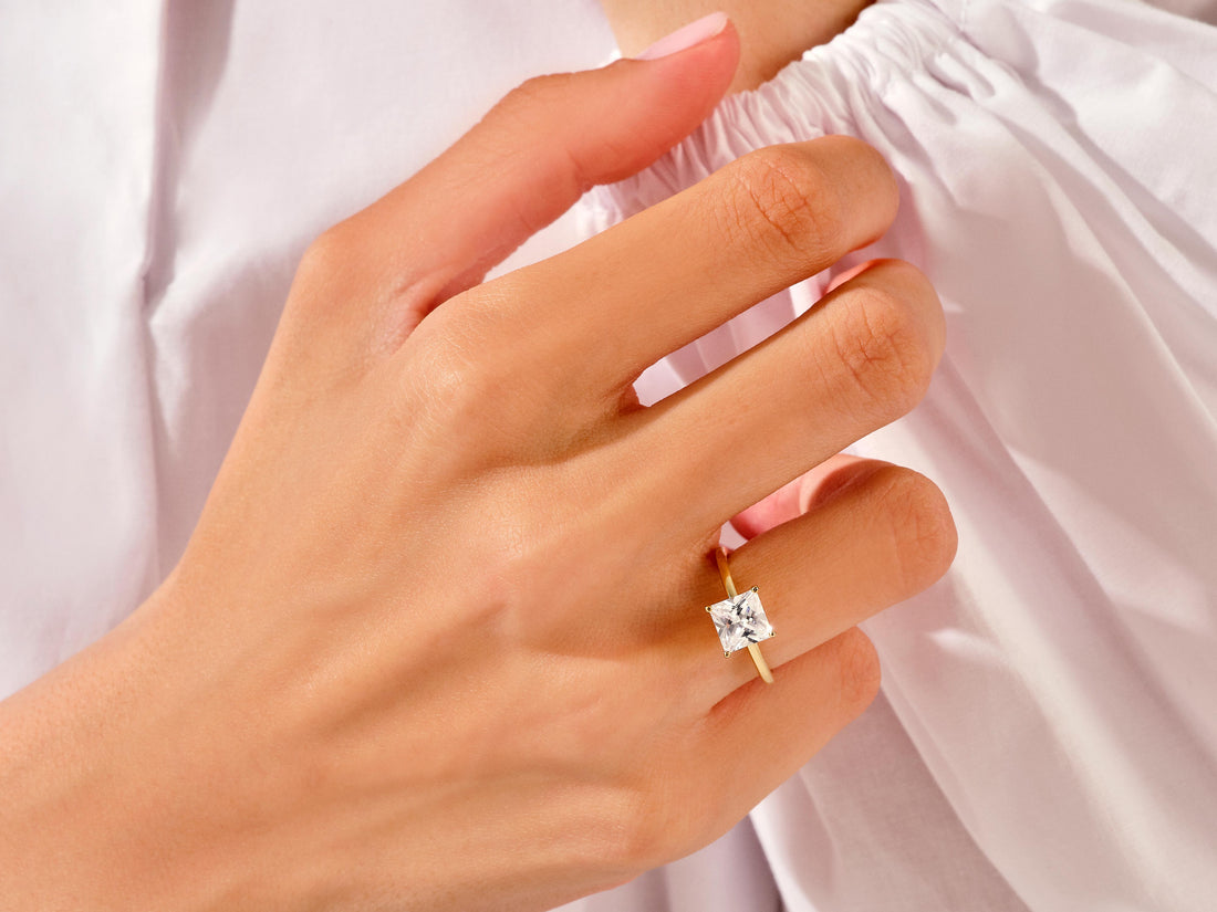 Princess Cut Solitaire Moissanite Engagement Ring (1.50 CT)