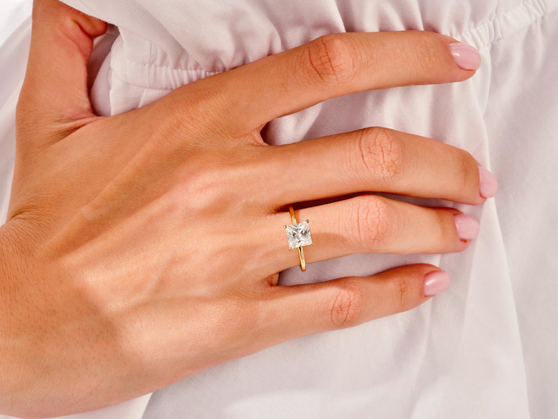 Princess Cut Solitaire Moissanite Engagement Ring (1.50 CT)
