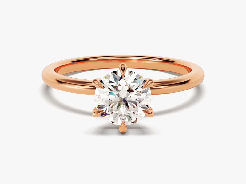 6-Prong Solitaire Round Cut Moissanite Engagement Ring (1.00 CT)