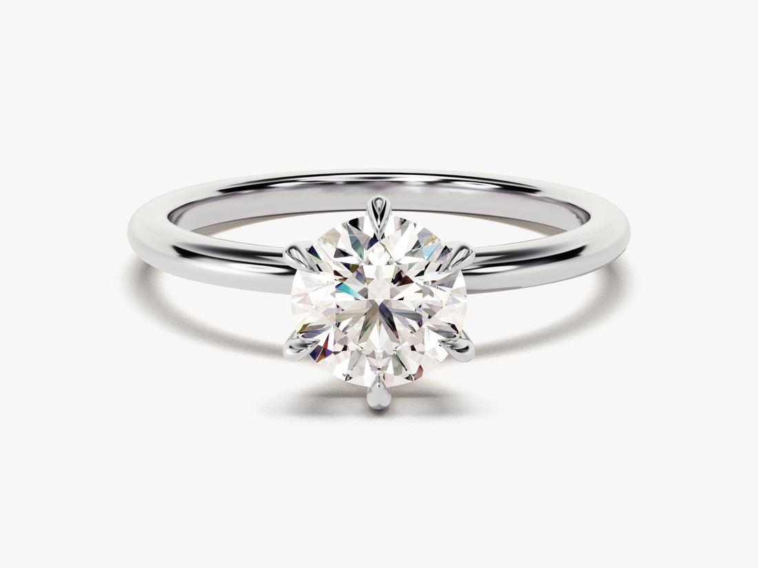 6-Prong Solitaire Round Cut Moissanite Engagement Ring (1.00 CT)